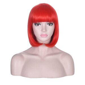 Women Short Bob Hair Wig With Bangs Heat Resistant Synthetic Cosplay Party Wig G
